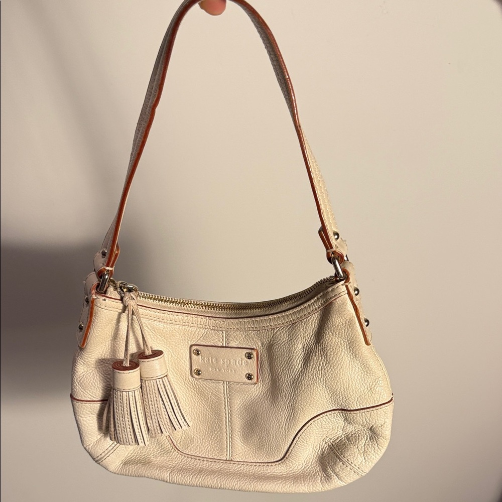 Y2K Cream Leather Kate Spade Shoulder Bag